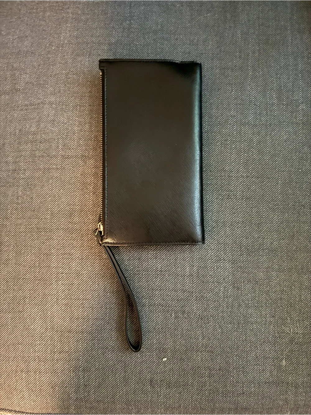 kate spade Black Leather Zip Wristlet with Gold Logo